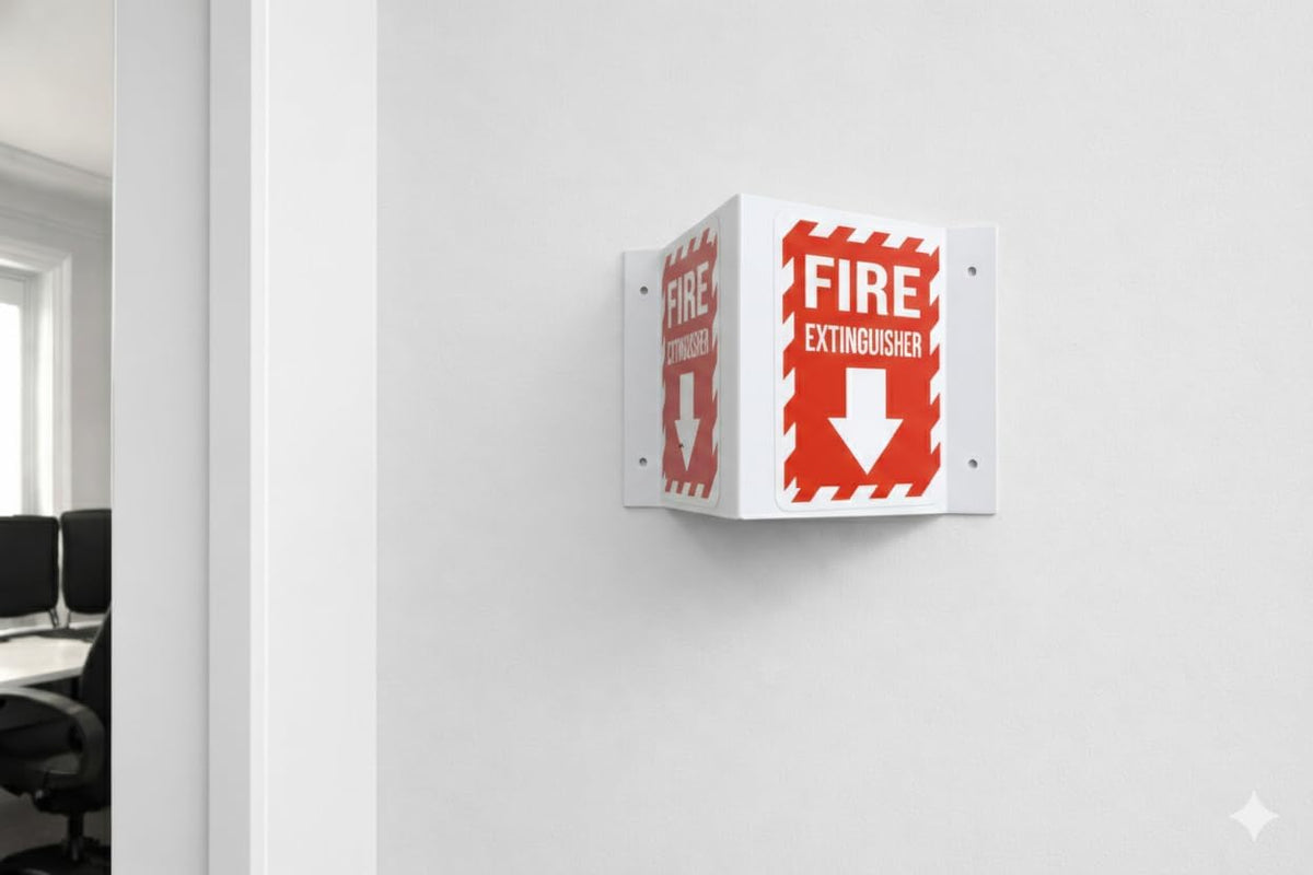 3-Way Projecting Wall Sign – Blank White Plastic, V-Style Indoor Sign ...