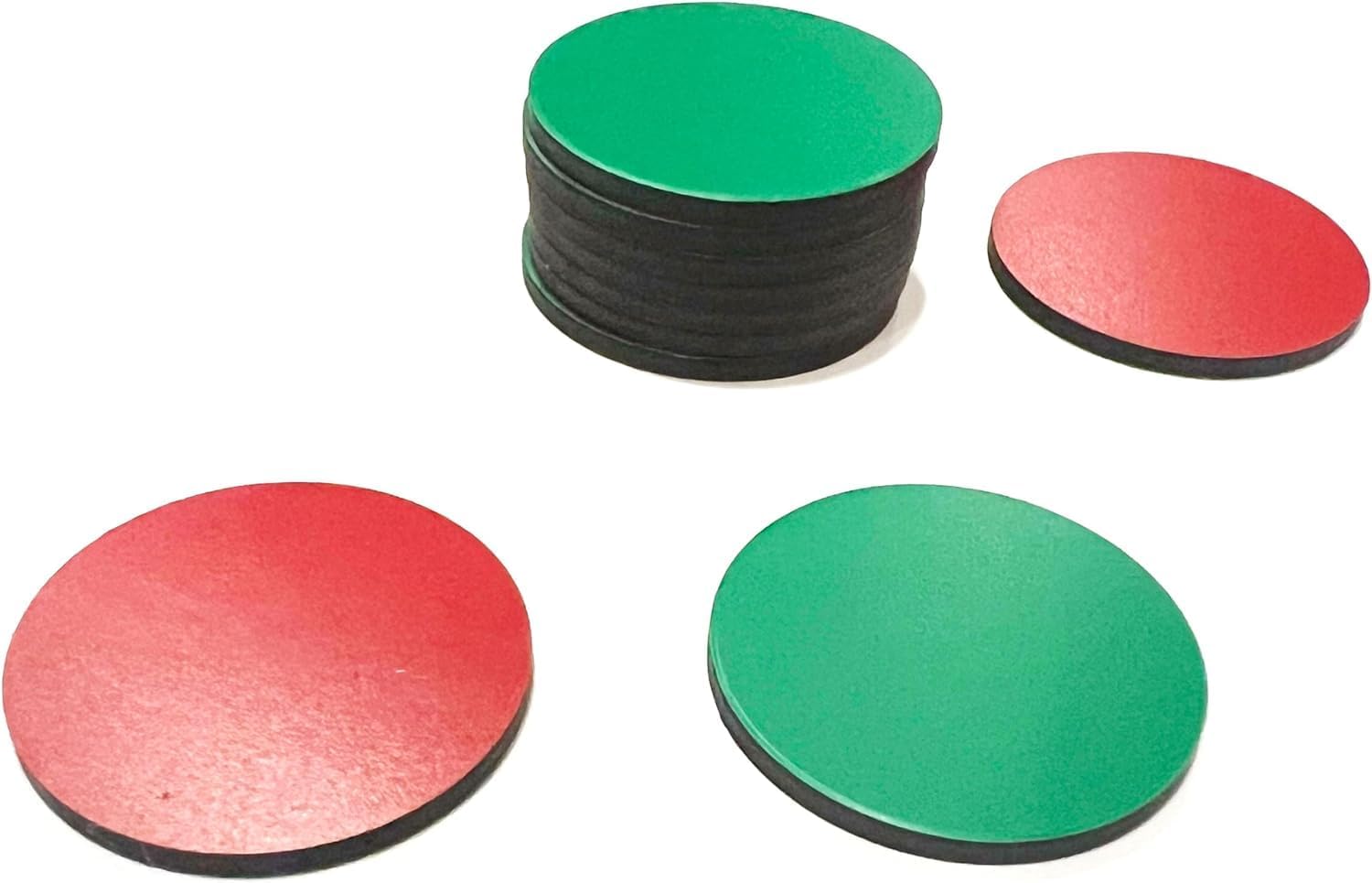 Red / Green Double Sided Magnet, Circles, Various Diameters and Sizes