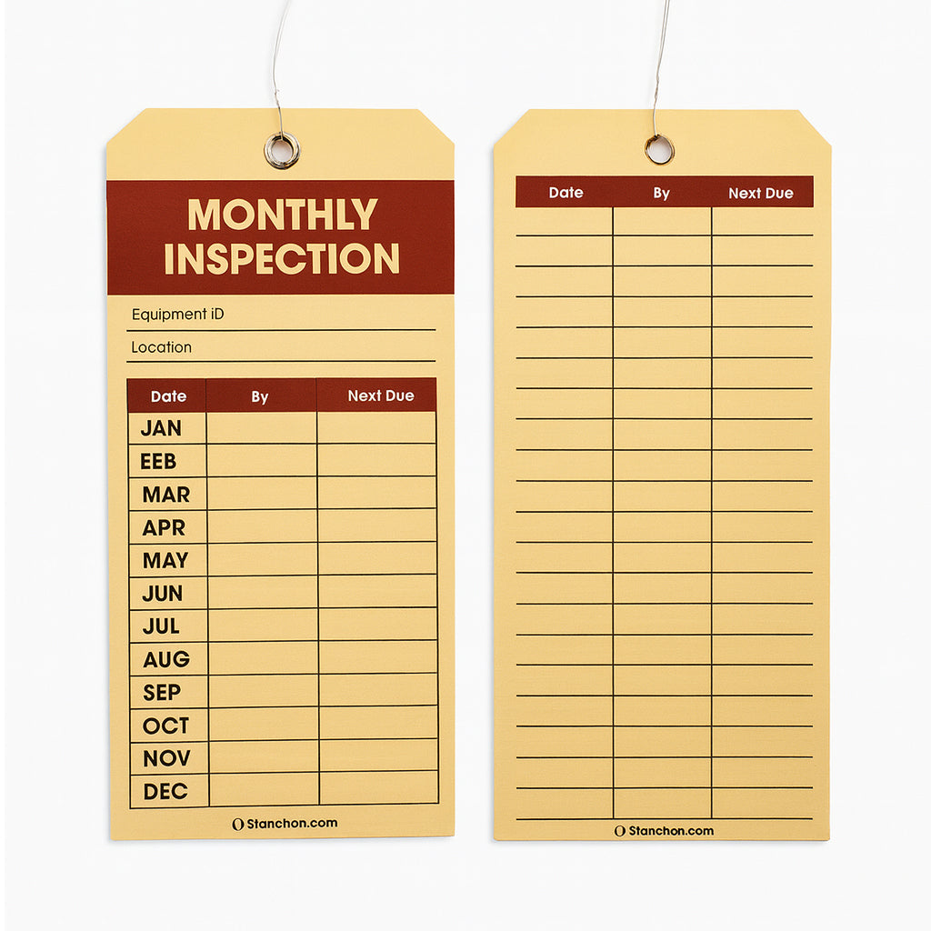 50-Pack Large Monthly Inspection Labels, Wired, 2-Year Coverage, Metal ...