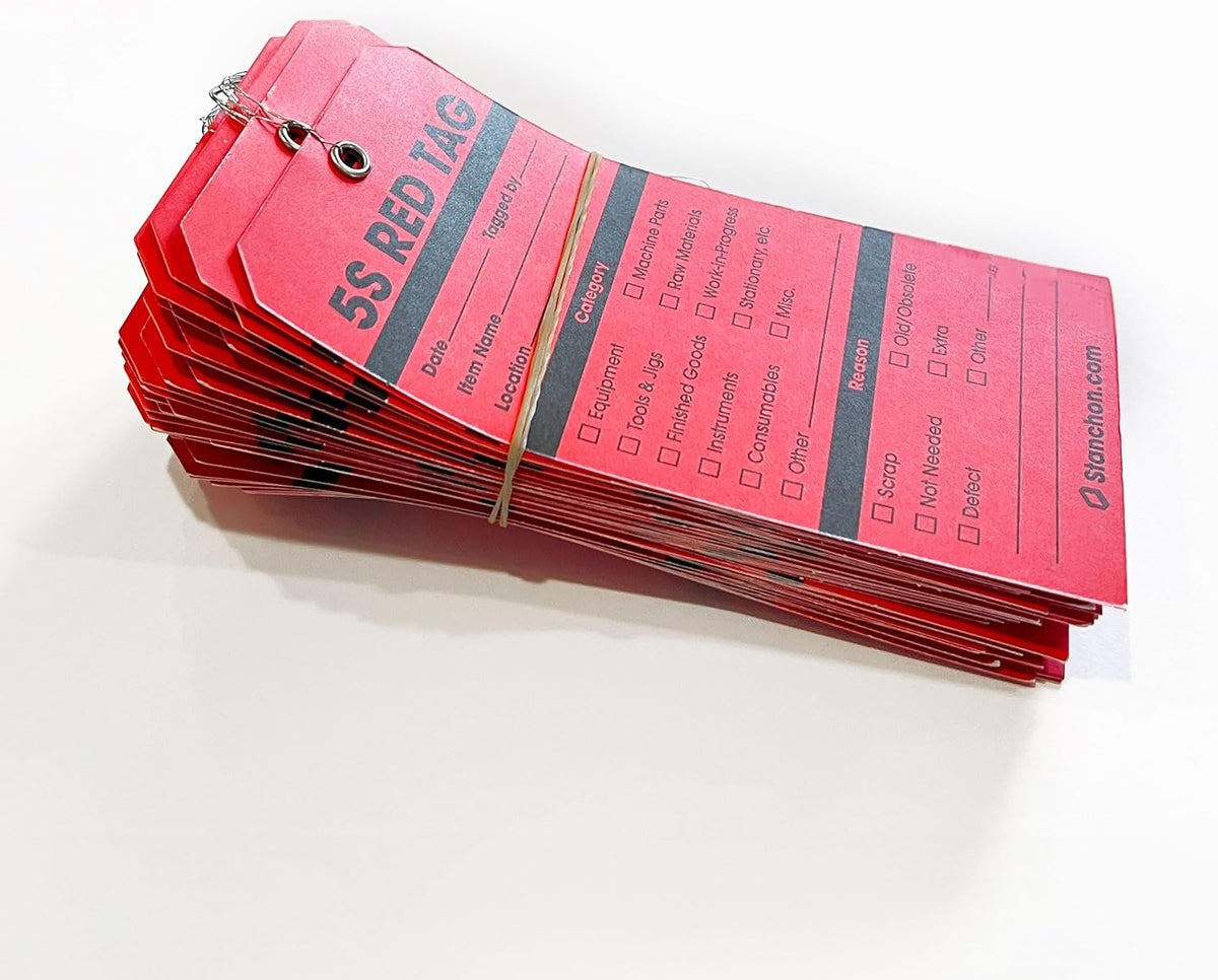 5S Red Tags, Wired, 50-Pack Red Tags 3.25
