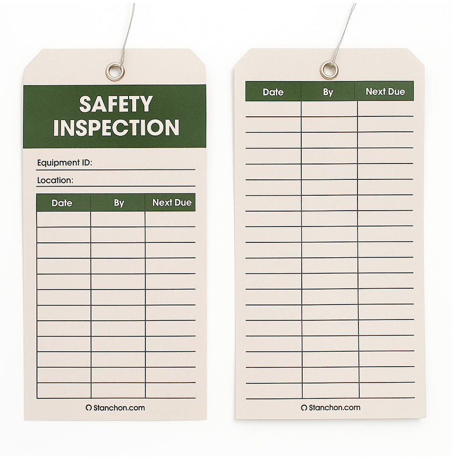 Large Safety Inspection Tags, Wired, 50-Pack with Metal Eyelets