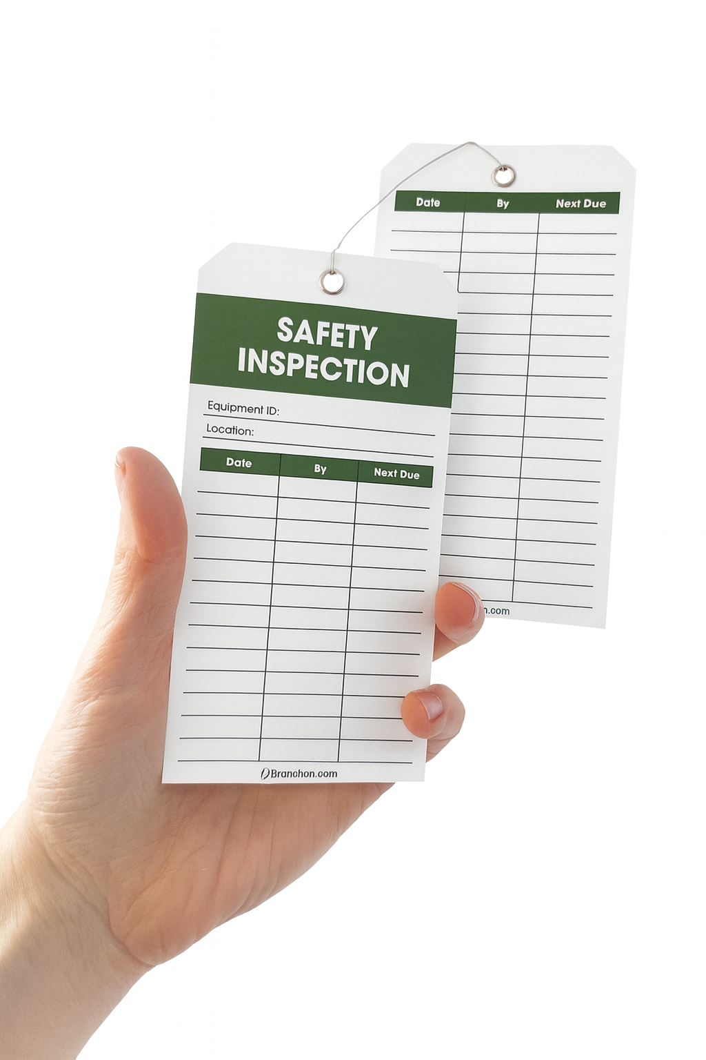 Large Safety Inspection Tags, Wired, 50-Pack with Metal Eyelets