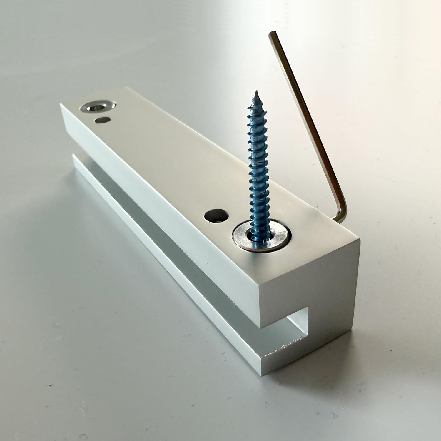Premium aluminum sign clamp featuring professional-grade mounting hardware for architectural applications