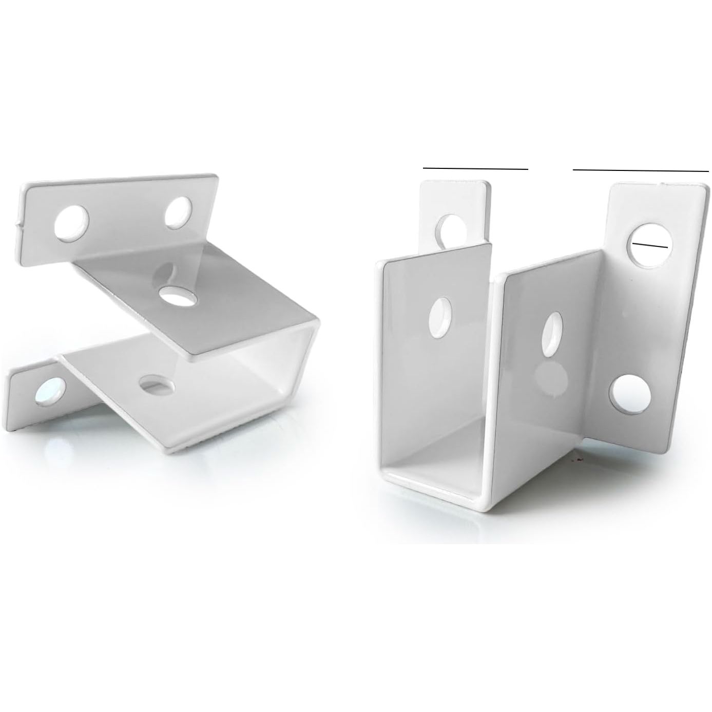 2-Pack, 3/4" Versatile U-Bracket Set, Mount Larger Substrates & Panels, White Powder Coated Steel, Ideal for Wider Applications, Mounting Screws not Included (1/2" - 14/16" Width, 2-Pack)