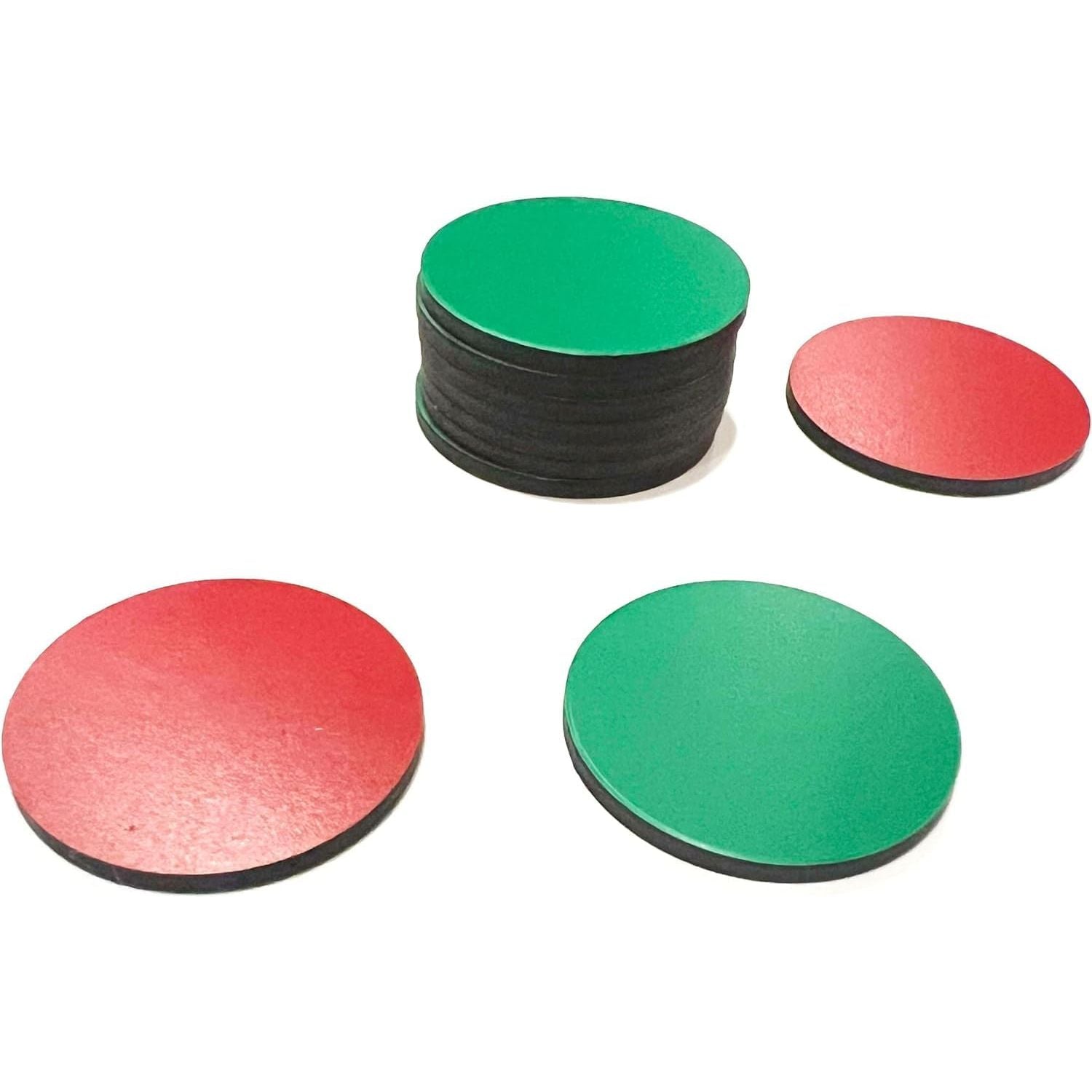 25-Pack Double-Sided Red/Green Flip Magnets (1" Diameter) - Versatile Go/No-Go Indicators