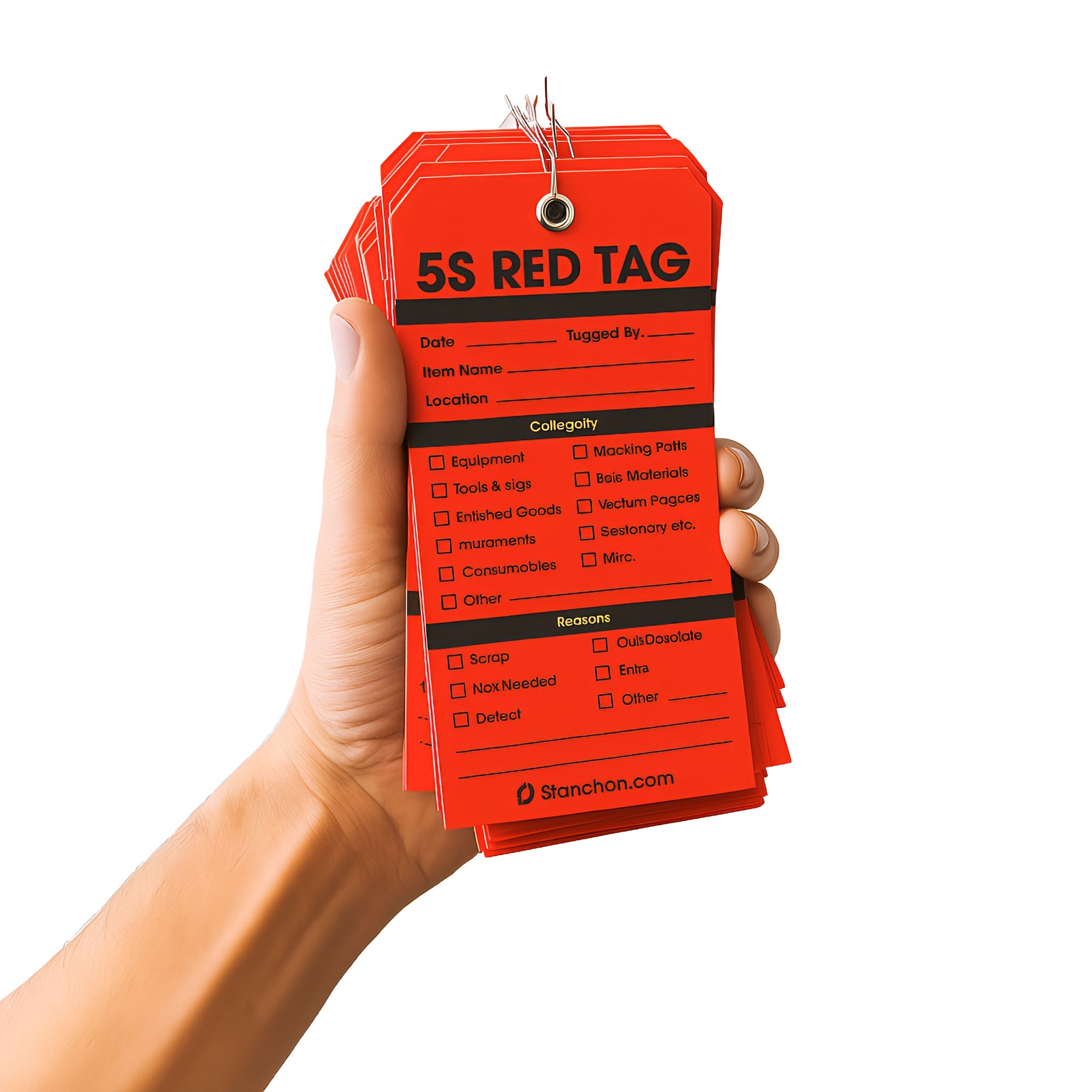5S wired red tag labels 50 Pack